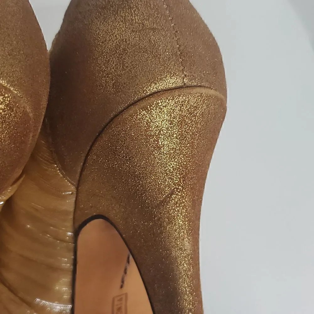Vince Camuto VC Moda Golden Bronze Heels Women 6B Gold Sparkle Pumps